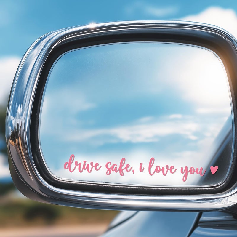Hangwoous 3X Pink Drive Safe I Love You Sticker for Car Mirror - I Love You Drive Safe Mirror Sticker - Car Window Decals - New Driver Gifts for Men, Women - Cars Accessories - Image 3